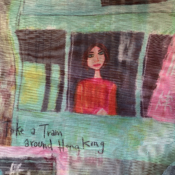 Y2K Xhilaration Mesh Multicolor Sheer Long Sleeve Top - Picture 7 of 7